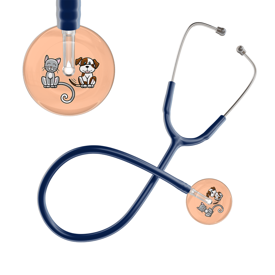 Ultrascope Single Stethoscope Cat & Dog Peach (PE) / Pediatric / Navy Light Cat & Dog Stethoscope