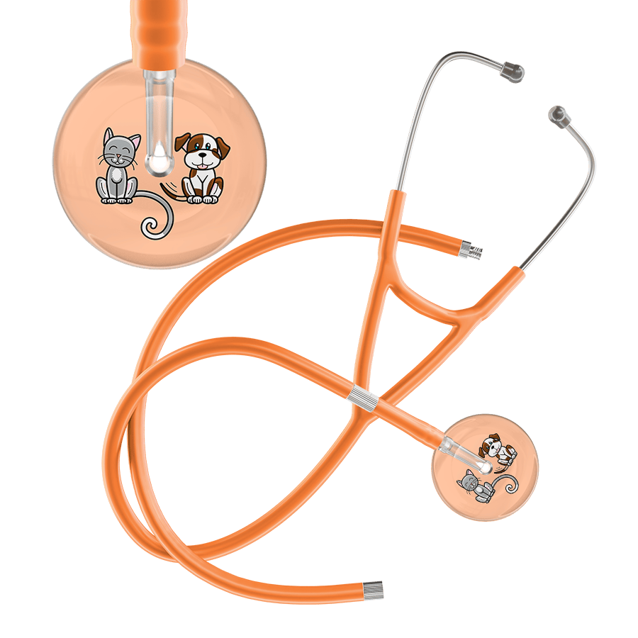 Ultrascope Single Stethoscope Cat & Dog Peach (PE) / Adult / Orange Extended Tubing Light Cat & Dog Cardiology Stethoscope