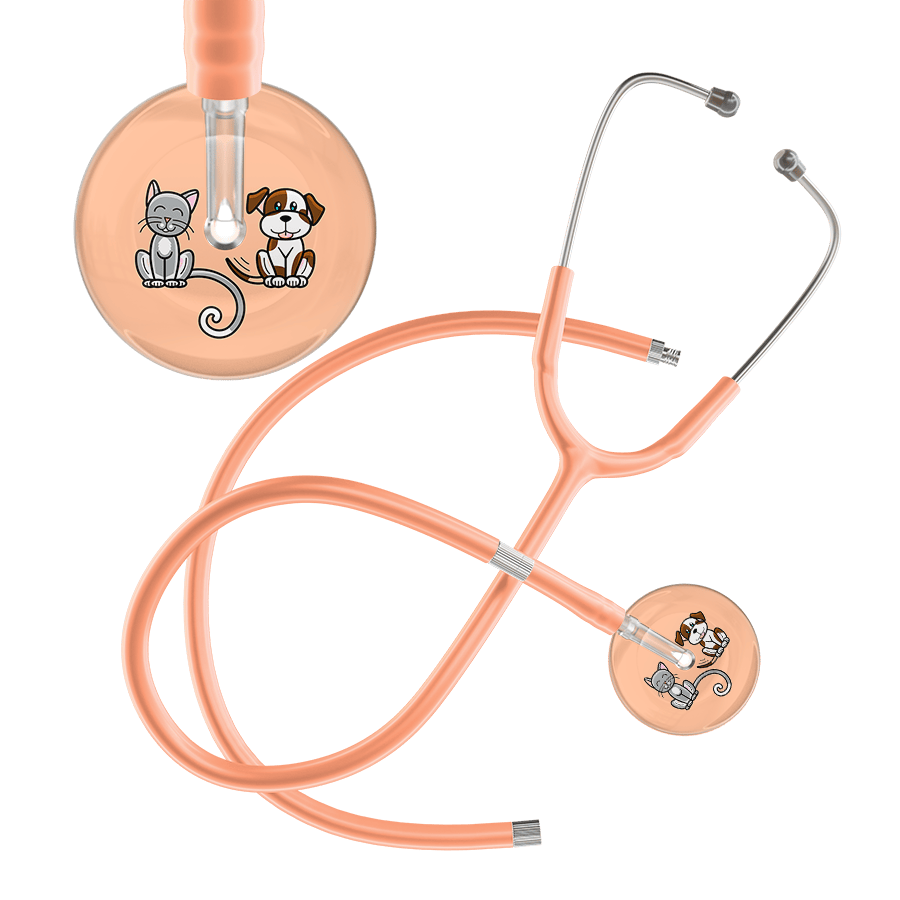 Ultrascope Single Stethoscope Cat & Dog Peach (PE) / Adult / Peach Extended Tubing Light Cat & Dog Stethoscope