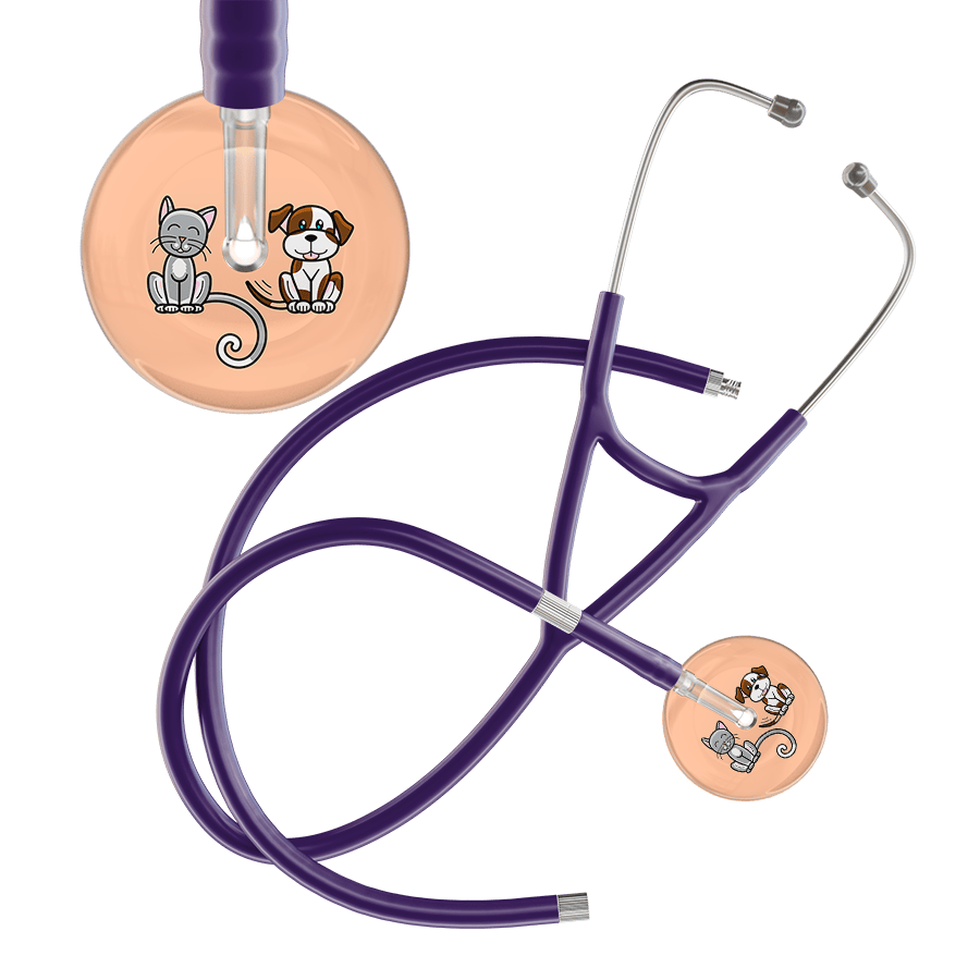 Ultrascope Single Stethoscope Cat & Dog Peach (PE) / Adult / Purple Extended Tubing Light Cat & Dog Cardiology Stethoscope