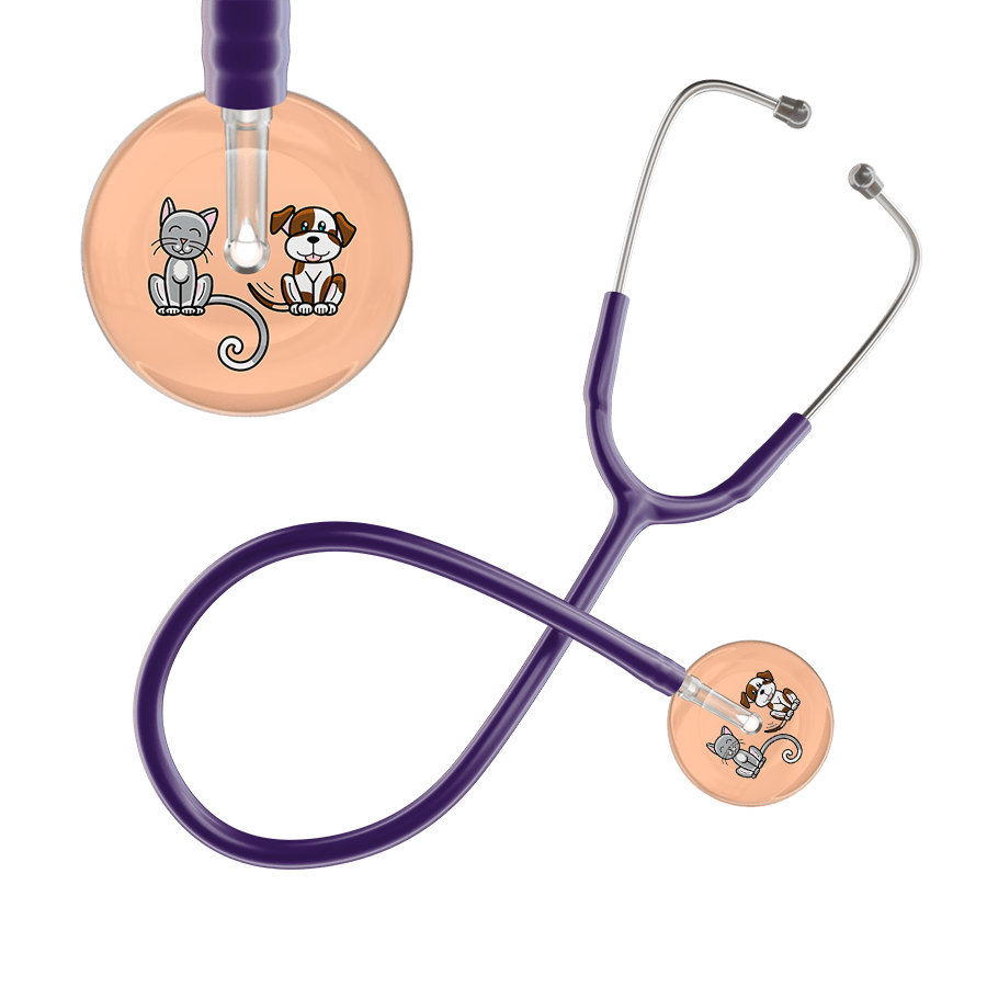 Ultrascope Single Stethoscope Cat & Dog Peach (PE) / Pediatric / Purple Light Cat & Dog Stethoscope