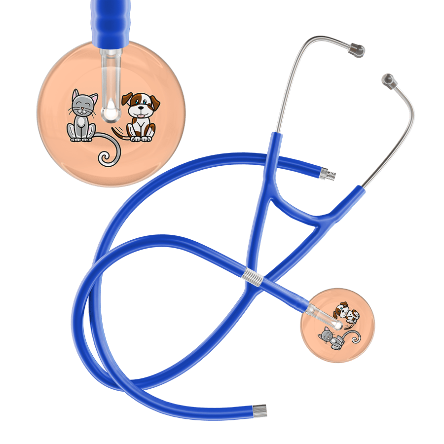 Ultrascope Single Stethoscope Cat & Dog Peach (PE) / Pediatric / Royal Blue Extended Tubing Light Cat & Dog Cardiology Stethoscope