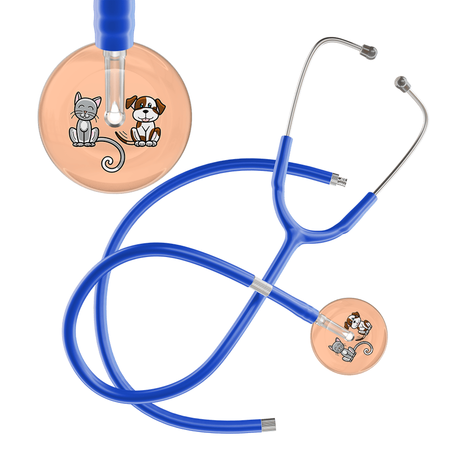 Ultrascope Single Stethoscope Cat & Dog Peach (PE) / Adult / Royal Blue Extended Tubing Light Cat & Dog Stethoscope