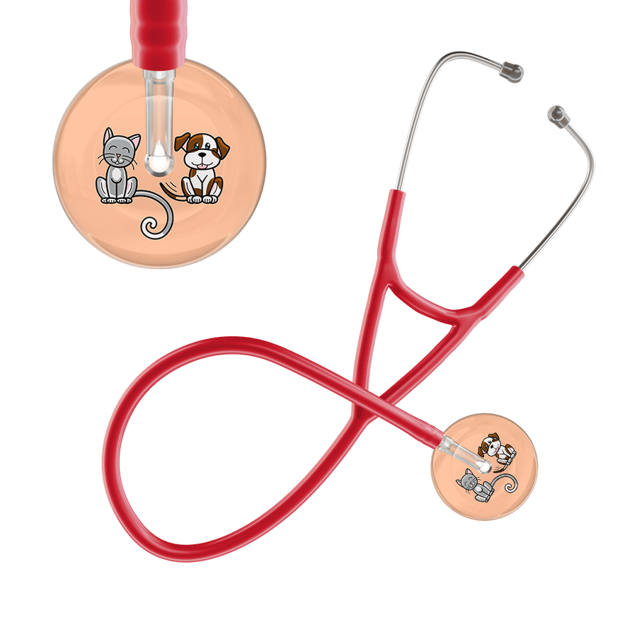 Ultrascope Single Stethoscope Cat & Dog Peach (PE) / Pediatric / Red Light Cat & Dog Cardiology Stethoscope