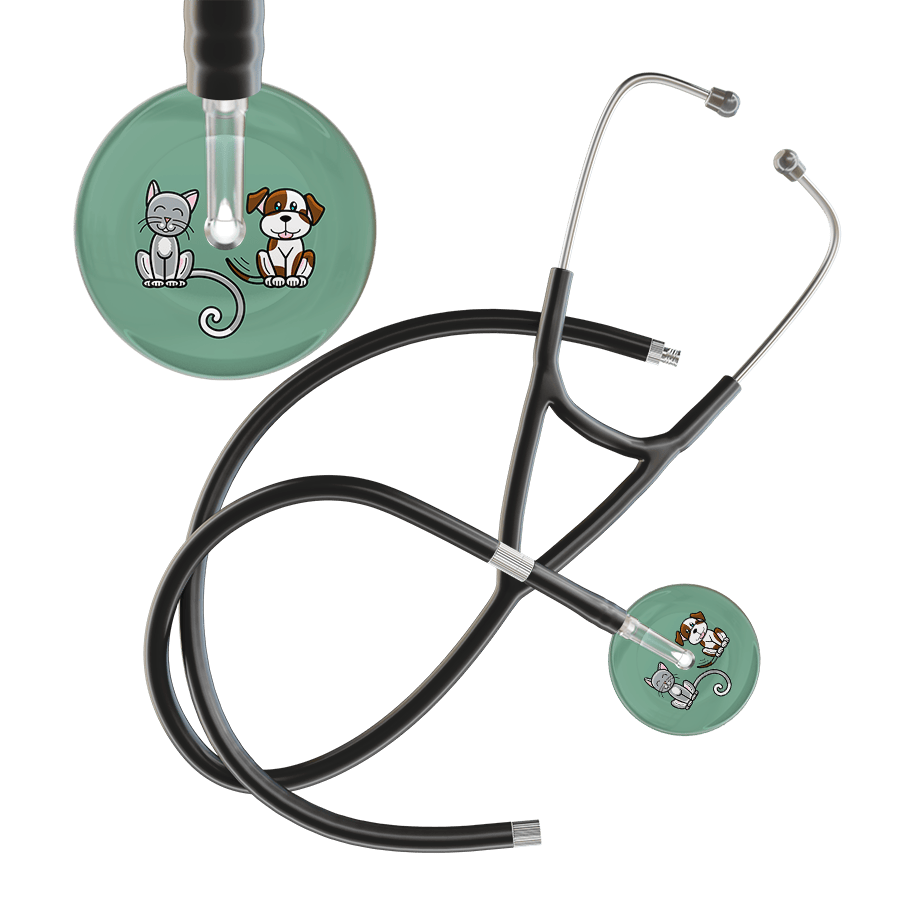 Ultrascope Single Stethoscope Cat & Dog Sage (SG) / Adult / Black Extended Tubing Dark Cat & Dog Cardiology Stethoscope