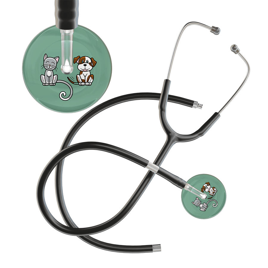 Ultrascope Single Stethoscope Cat & Dog Sage (SG) / Adult / Black Extended Tubing Dark Cat & Dog Stethoscope