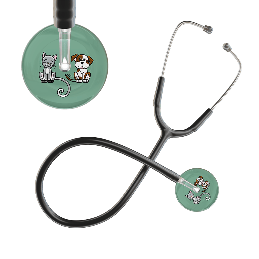 Ultrascope Single Stethoscope Cat & Dog Sage (SG) / Pediatric / Black Dark Cat & Dog Stethoscope