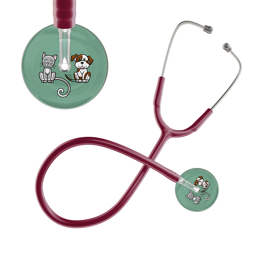 Ultrascope Single Stethoscope Cat & Dog Sage (SG) / Pediatric / Burgundy Dark Cat & Dog Stethoscope