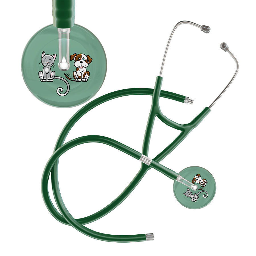 Ultrascope Single Stethoscope Cat & Dog Sage (SG) / Pediatric / Dark Green Extended Tubing Dark Cat & Dog Cardiology Stethoscope