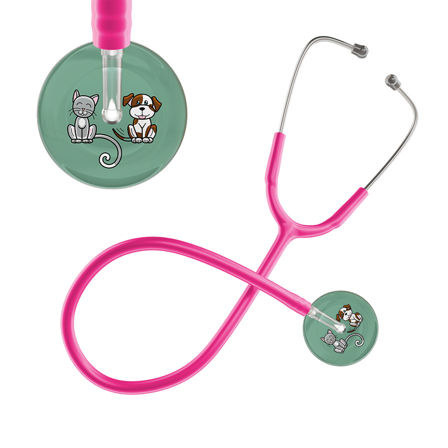 Ultrascope Single Stethoscope Cat & Dog Sage (SG) / Pediatric / Hot Pink Dark Cat & Dog Stethoscope