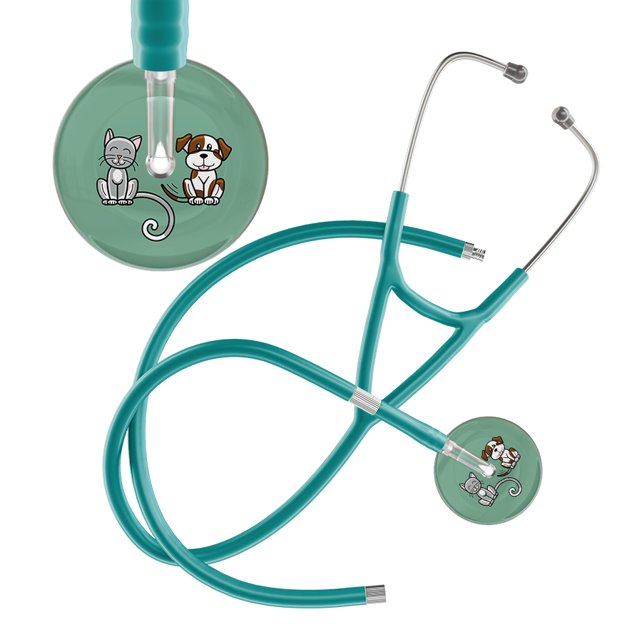 Ultrascope Single Stethoscope Cat & Dog Sage (SG) / Adult / Jade Extended Tubing Dark Cat & Dog Cardiology Stethoscope