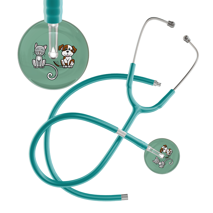 Ultrascope Single Stethoscope Cat & Dog Sage (SG) / Pediatric / Jade Extended Tubing Dark Cat & Dog Stethoscope