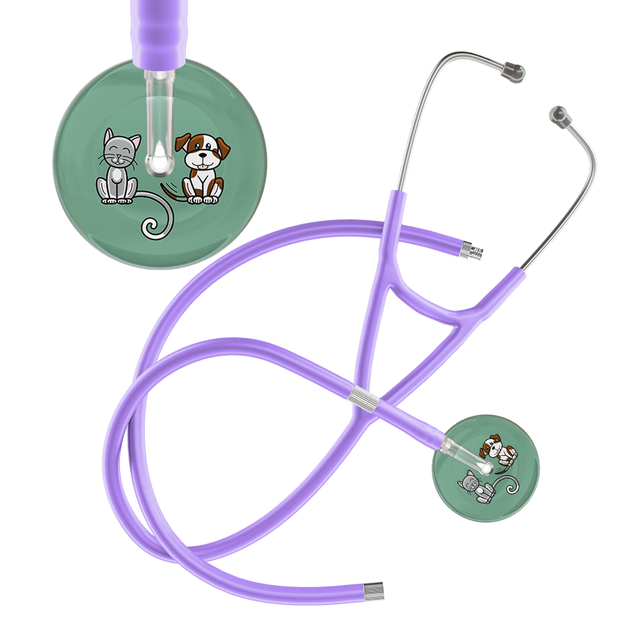 Ultrascope Single Stethoscope Cat & Dog Sage (SG) / Adult / Lavender Extended Tubing Dark Cat & Dog Cardiology Stethoscope