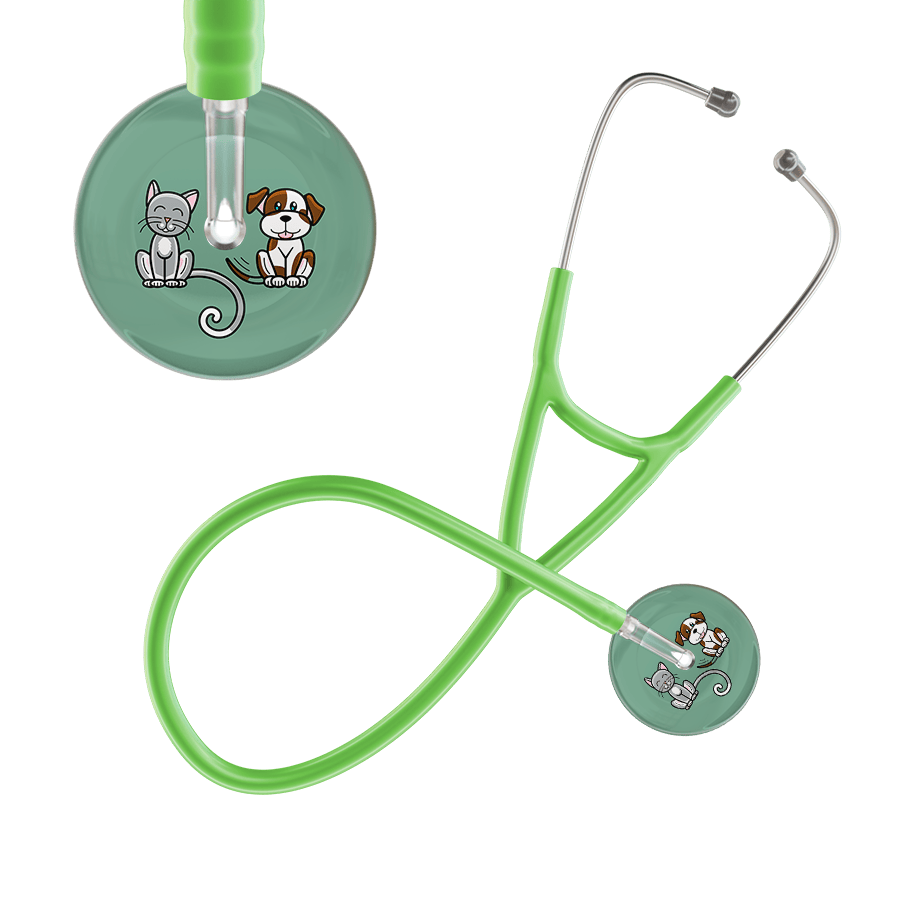 Ultrascope Single Stethoscope Cat & Dog Sage (SG) / Pediatric / Lime Green Dark Cat & Dog Cardiology Stethoscope