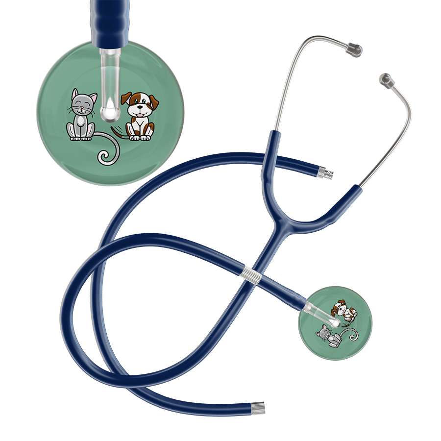 Ultrascope Single Stethoscope Cat & Dog Sage (SG) / Pediatric / Navy Extended Tubing Dark Cat & Dog Stethoscope