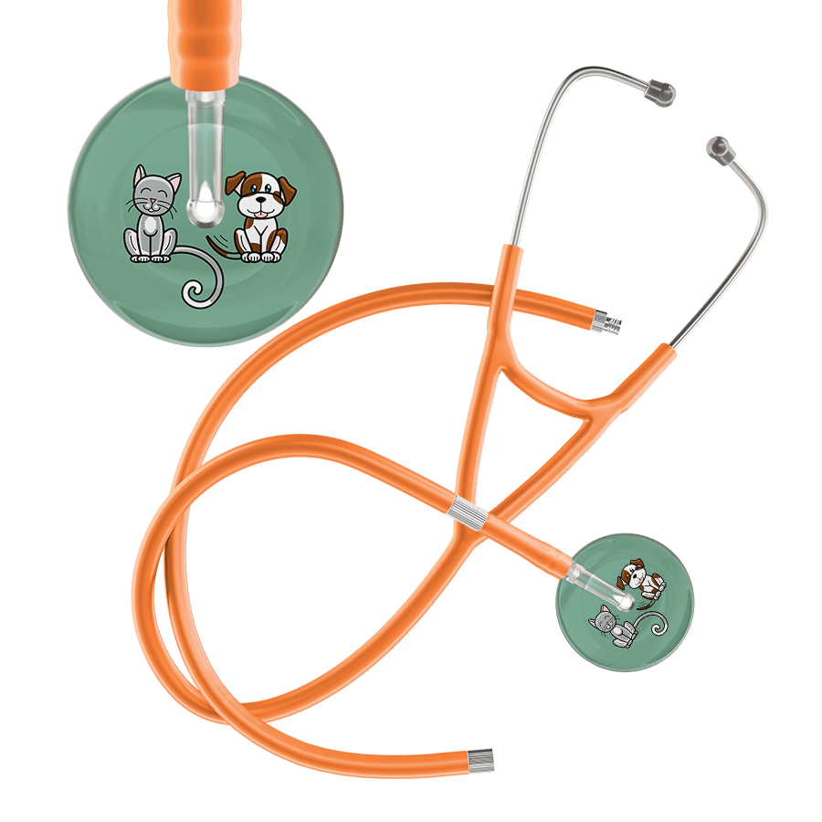 Ultrascope Single Stethoscope Cat & Dog Sage (SG) / Adult / Orange Extended Tubing Dark Cat & Dog Cardiology Stethoscope