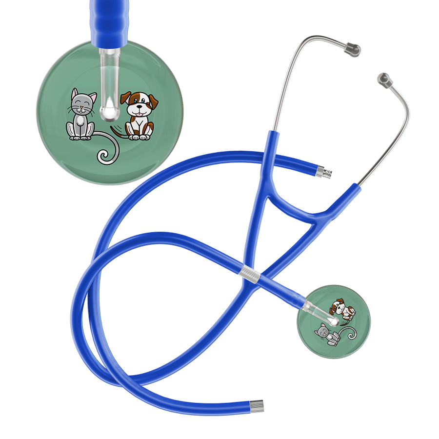 Ultrascope Single Stethoscope Cat & Dog Sage (SG) / Pediatric / Royal Blue Extended Tubing Dark Cat & Dog Cardiology Stethoscope