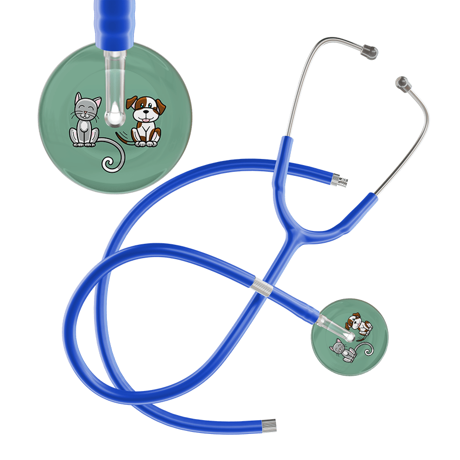 Ultrascope Single Stethoscope Cat & Dog Sage (SG) / Adult / Royal Blue Extended Tubing Dark Cat & Dog Stethoscope