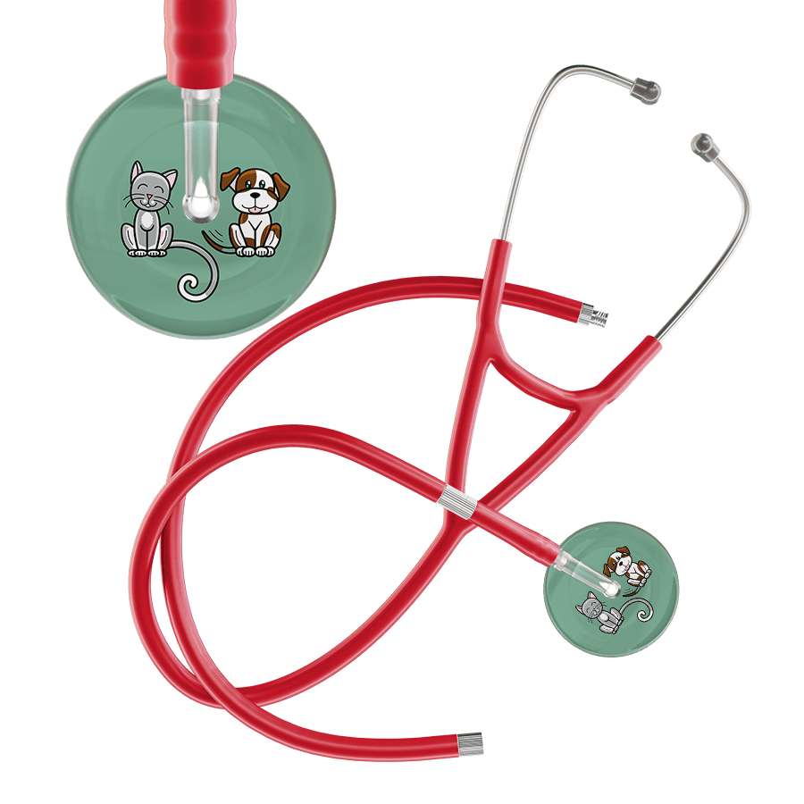 Ultrascope Single Stethoscope Cat & Dog Sage (SG) / Adult / Red Extended Tubing Dark Cat & Dog Cardiology Stethoscope