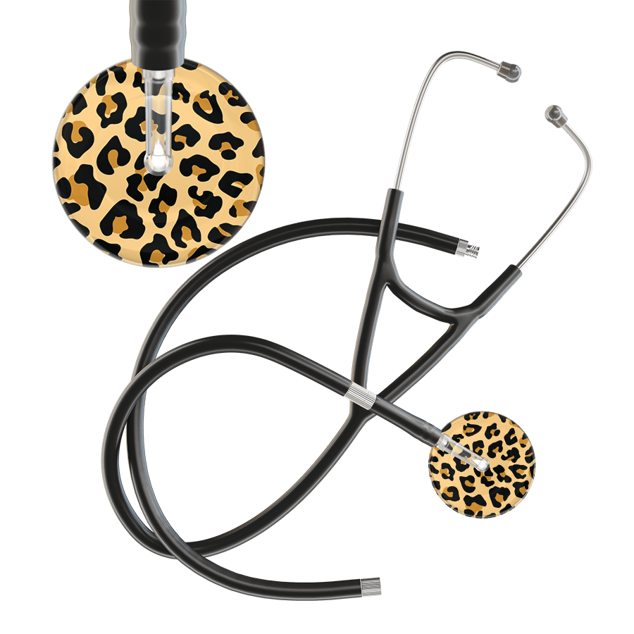 Ultrascope Single Stethoscope Brown Leopard / Adult / Black Extended Tubing Leopard Pattern Cardiology Stethoscope - Leopard Print