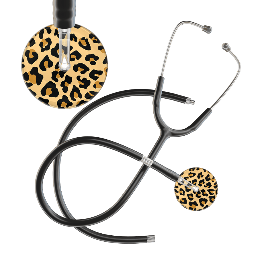 Ultrascope Single Stethoscope Brown Leopard / Adult / Black Extended Tubing Leopard Pattern Stethoscope - Leopard Print