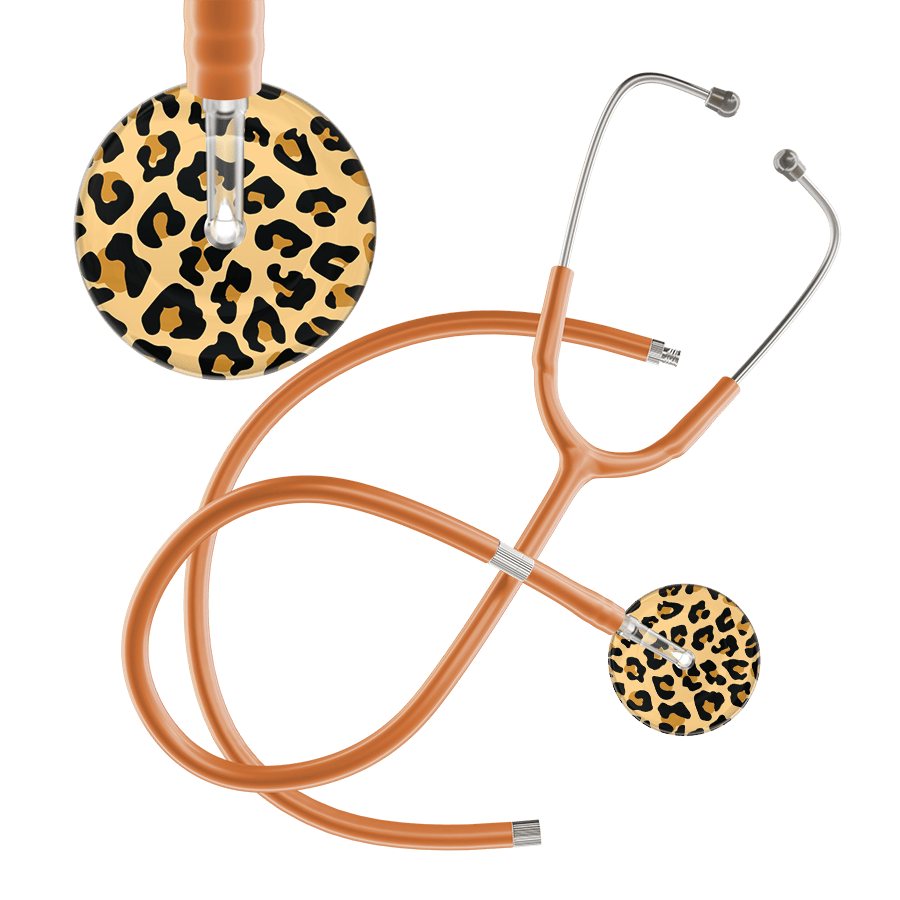 Ultrascope Single Stethoscope Brown Leopard / Pediatric / Caramel Extended Tubing Leopard Pattern Stethoscope - Leopard Print