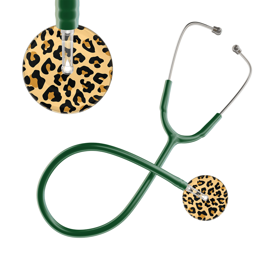 Ultrascope Single Stethoscope Brown Leopard / Adult / Dark Green Leopard Pattern Stethoscope - Leopard Print