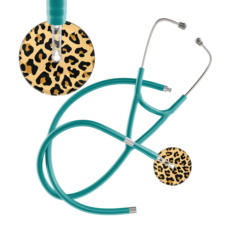 Ultrascope Single Stethoscope Brown Leopard / Adult / Jade Extended Tubing Leopard Pattern Cardiology Stethoscope - Leopard Print