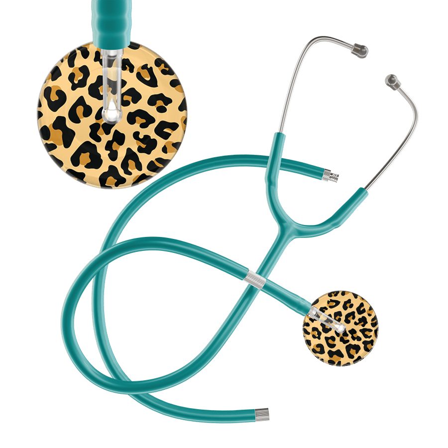Ultrascope Single Stethoscope Brown Leopard / Adult / Jade Extended Tubing Leopard Pattern Stethoscope - Leopard Print