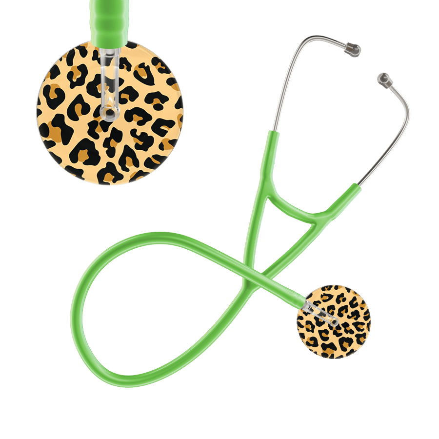 Ultrascope Single Stethoscope Brown Leopard / Adult / Lime Green Leopard Pattern Cardiology Stethoscope - Leopard Print