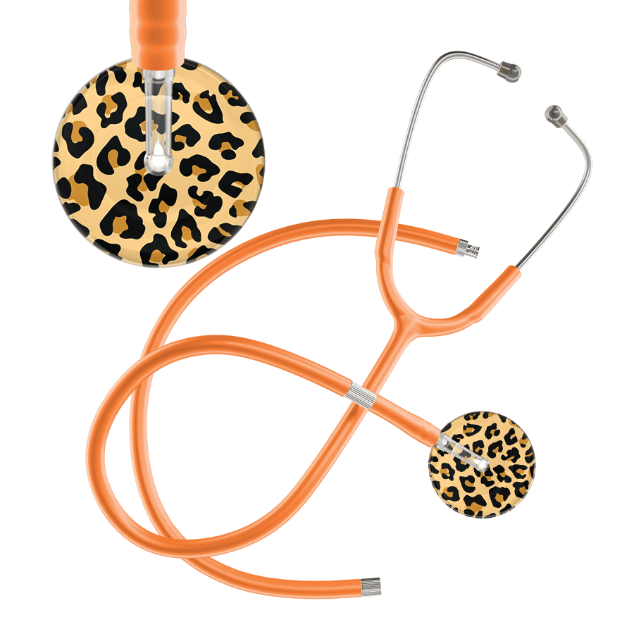 Ultrascope Single Stethoscope Brown Leopard / Adult / Orange Extended Tubing Leopard Pattern Stethoscope - Leopard Print