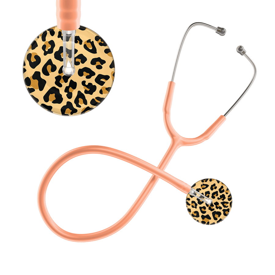 Ultrascope Single Stethoscope Brown Leopard / Adult / Peach Leopard Pattern Stethoscope - Leopard Print