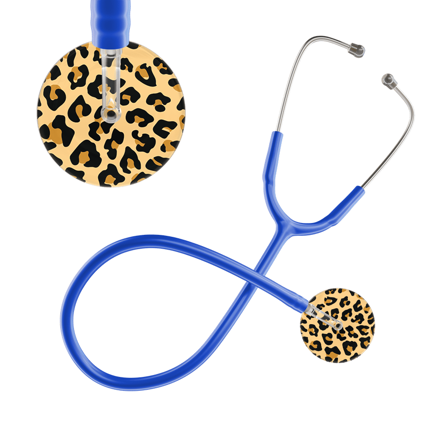 Ultrascope Single Stethoscope Brown Leopard / Adult / Royal Blue Leopard Pattern Stethoscope - Leopard Print