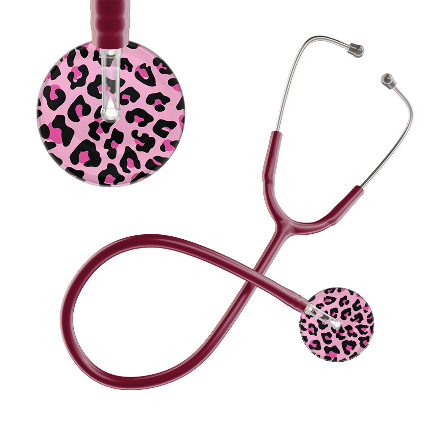 Ultrascope Single Stethoscope Hot Pink Leopard / Adult / Burgundy Leopard Pattern Stethoscope - Leopard Print