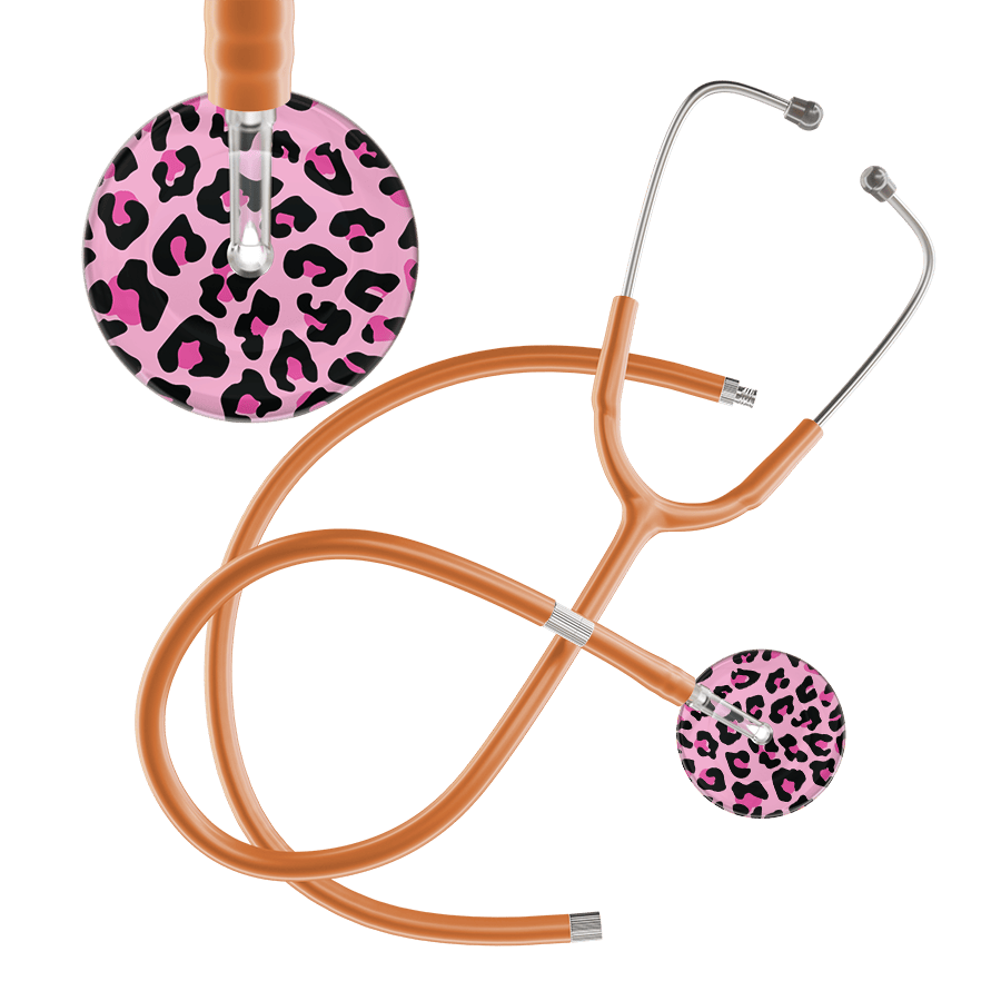 Ultrascope Single Stethoscope Hot Pink Leopard / Adult / Caramel Extended Tubing Leopard Pattern Stethoscope - Leopard Print