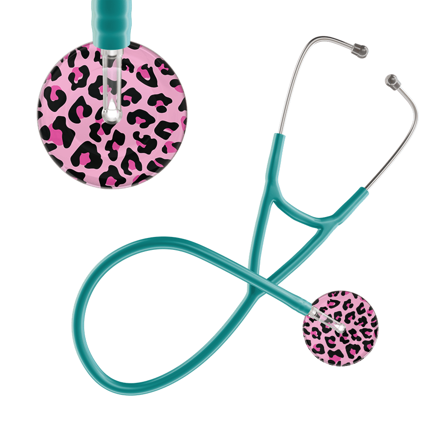 Ultrascope Single Stethoscope Hot Pink Leopard / Adult / Jade Leopard Pattern Cardiology Stethoscope - Leopard Print