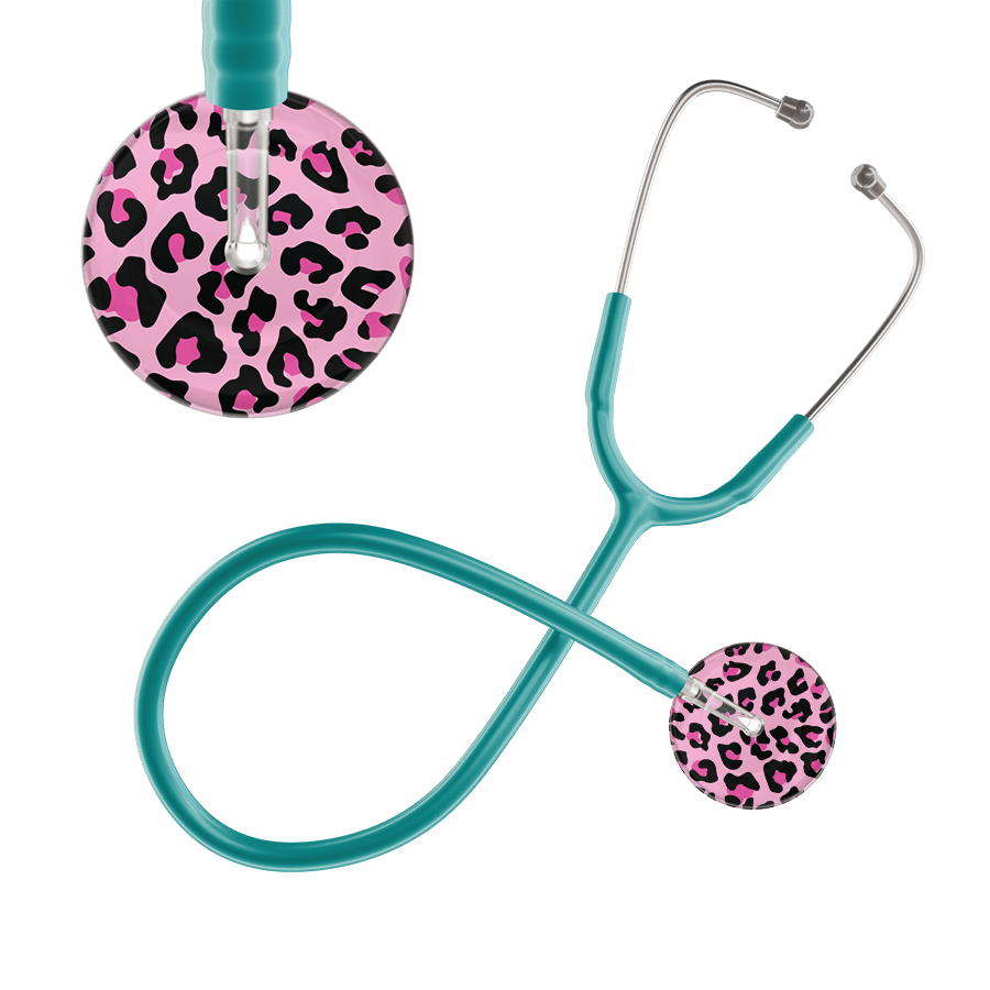 Ultrascope Single Stethoscope Hot Pink Leopard / Adult / Jade Leopard Pattern Stethoscope - Leopard Print