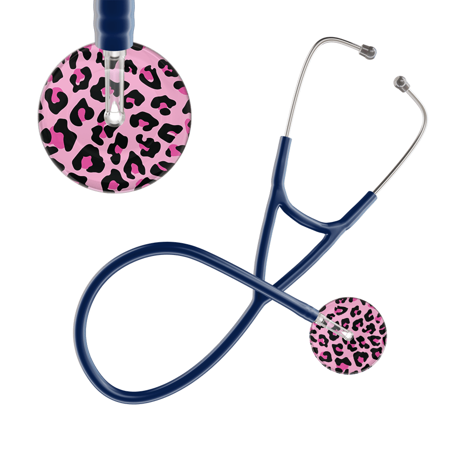 Ultrascope Single Stethoscope Hot Pink Leopard / Adult / Navy Leopard Pattern Cardiology Stethoscope - Leopard Print