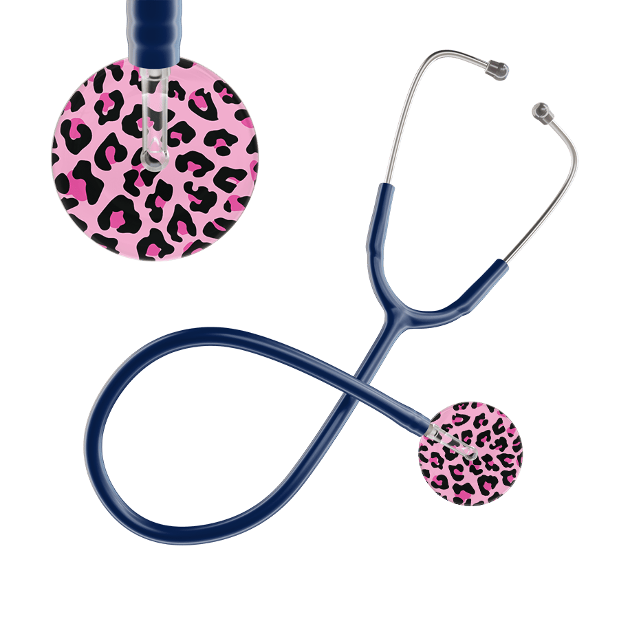 Ultrascope Single Stethoscope Hot Pink Leopard / Adult / Navy Leopard Pattern Stethoscope - Leopard Print