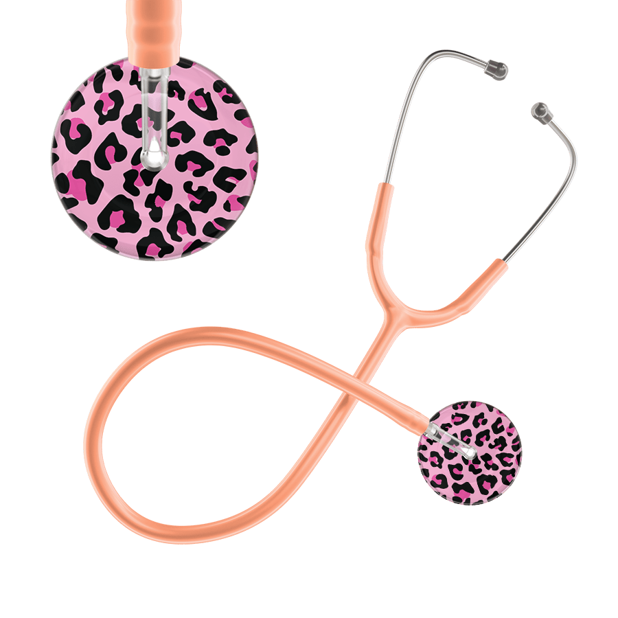 Ultrascope Single Stethoscope Hot Pink Leopard / Adult / Peach Leopard Pattern Stethoscope - Leopard Print