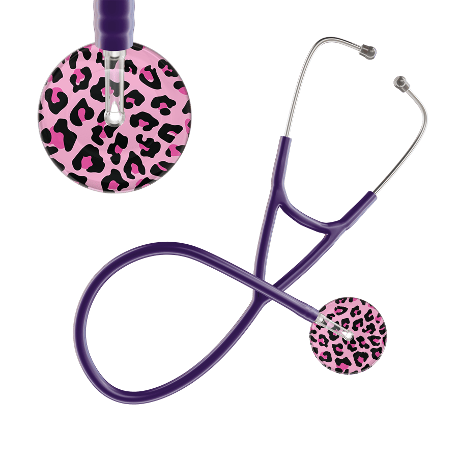 Ultrascope Single Stethoscope Hot Pink Leopard / Adult / Purple Leopard Pattern Cardiology Stethoscope - Leopard Print