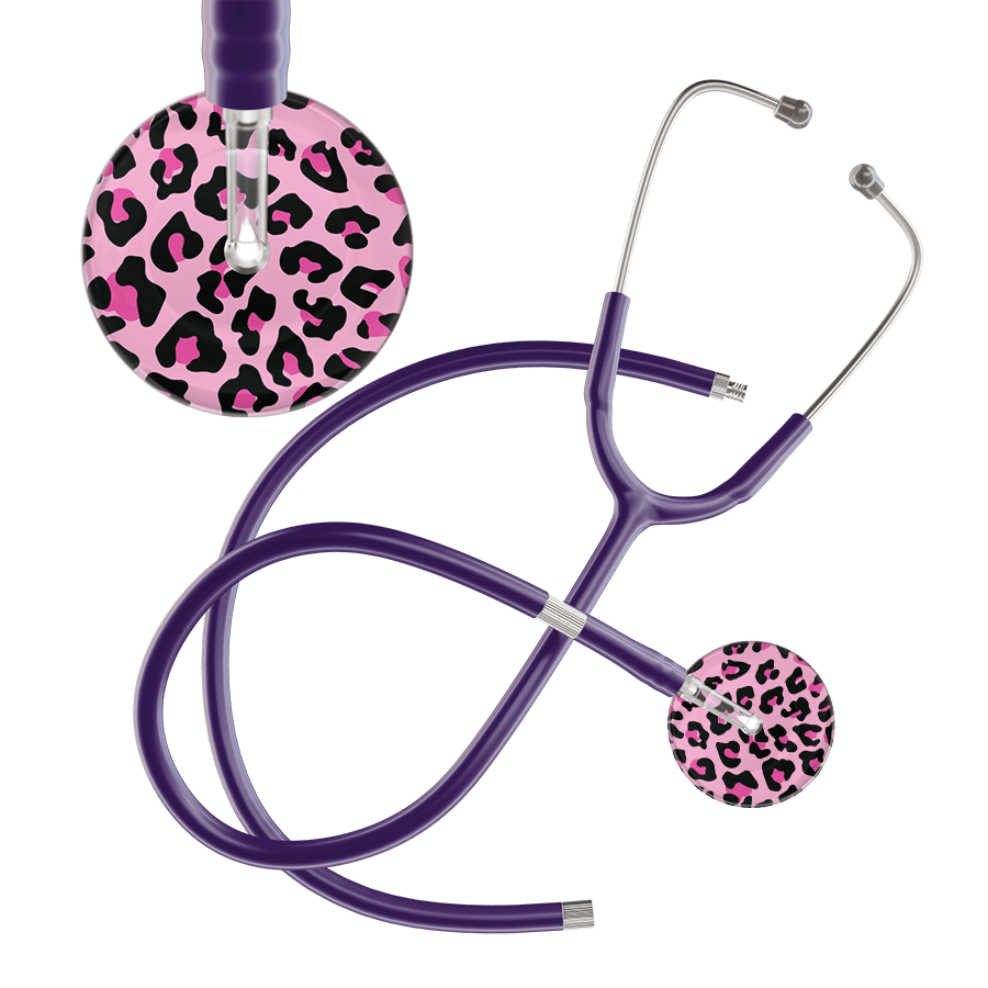 Ultrascope Single Stethoscope Hot Pink Leopard / Adult / Purple Extended Tubing Leopard Pattern Stethoscope - Leopard Print