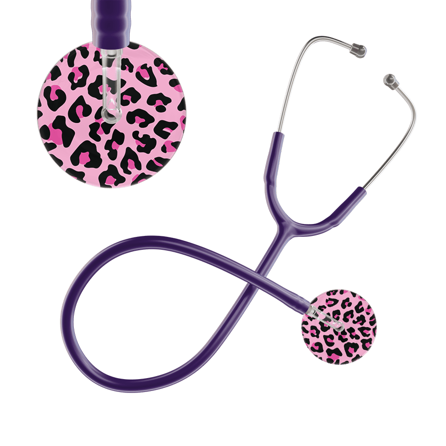 Ultrascope Single Stethoscope Hot Pink Leopard / Adult / Purple Leopard Pattern Stethoscope - Leopard Print