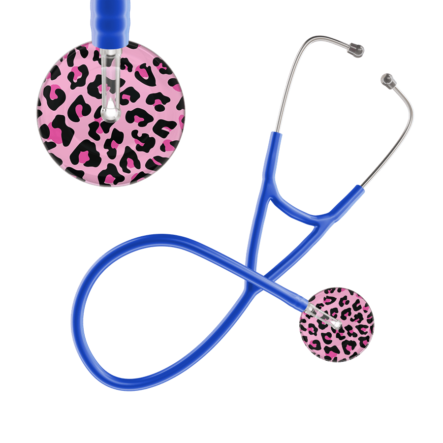 Ultrascope Single Stethoscope Hot Pink Leopard / Adult / Royal Blue Leopard Pattern Cardiology Stethoscope - Leopard Print