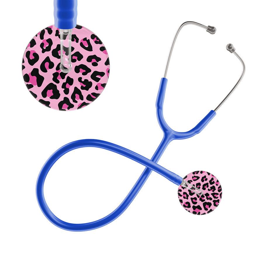Ultrascope Single Stethoscope Hot Pink Leopard / Adult / Royal Blue Leopard Pattern Stethoscope - Leopard Print