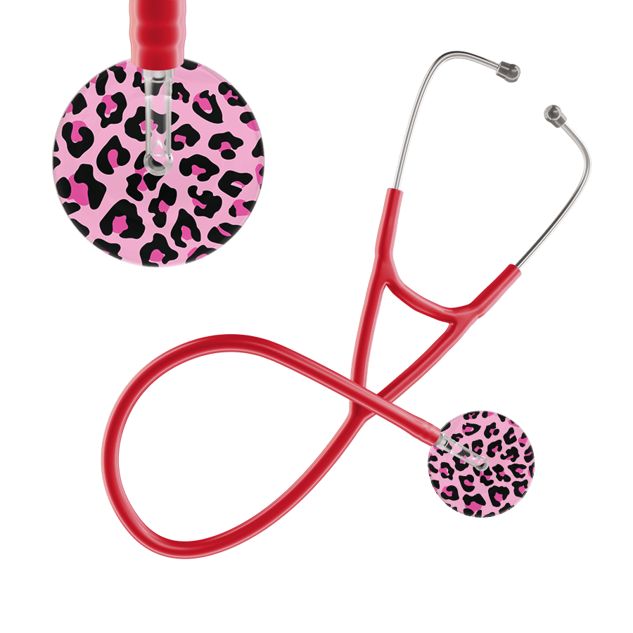 Ultrascope Single Stethoscope Hot Pink Leopard / Adult / Red Leopard Pattern Cardiology Stethoscope - Leopard Print