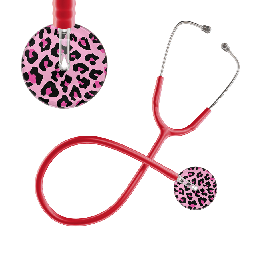 Ultrascope Single Stethoscope Hot Pink Leopard / Adult / Red Leopard Pattern Stethoscope - Leopard Print