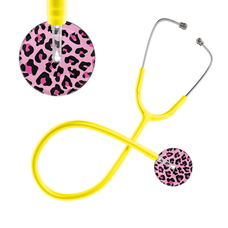 Ultrascope Single Stethoscope Hot Pink Leopard / Adult / Yellow Leopard Pattern Stethoscope - Leopard Print
