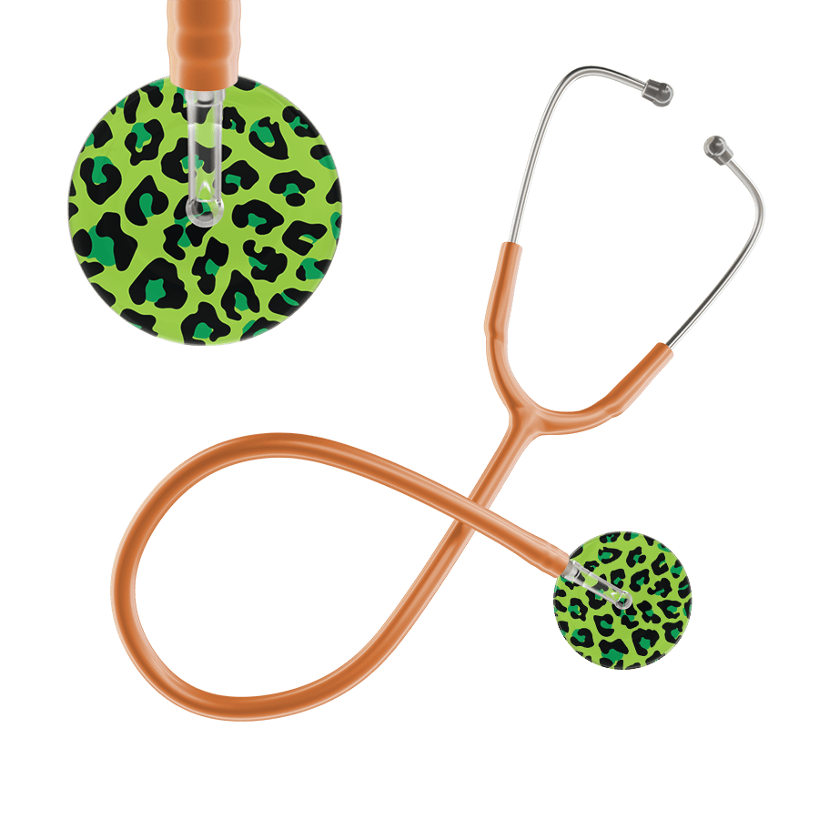 Ultrascope Single Stethoscope Lime Green Leopard / Pediatric / Caramel Leopard Pattern Stethoscope - Leopard Print