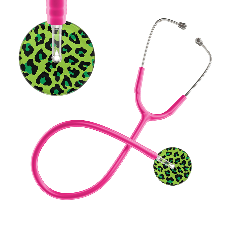 Ultrascope Single Stethoscope Lime Green Leopard / Adult / Hot Pink Leopard Pattern Stethoscope - Leopard Print